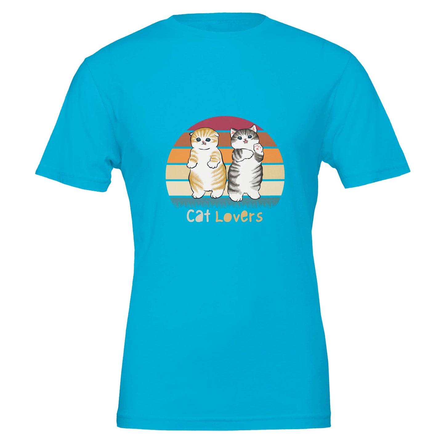 Cat lovers sunset Premium Unisex Crewneck T-shirt - FLDrip