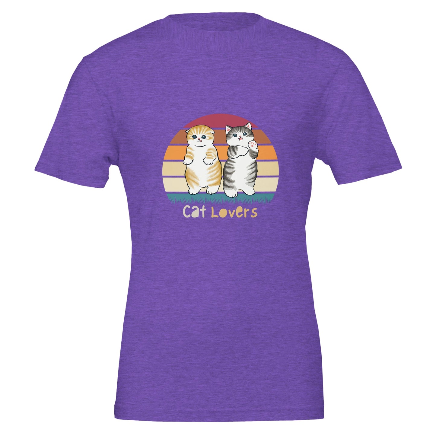 Cat lovers sunset Premium Unisex Crewneck T-shirt - FLDrip