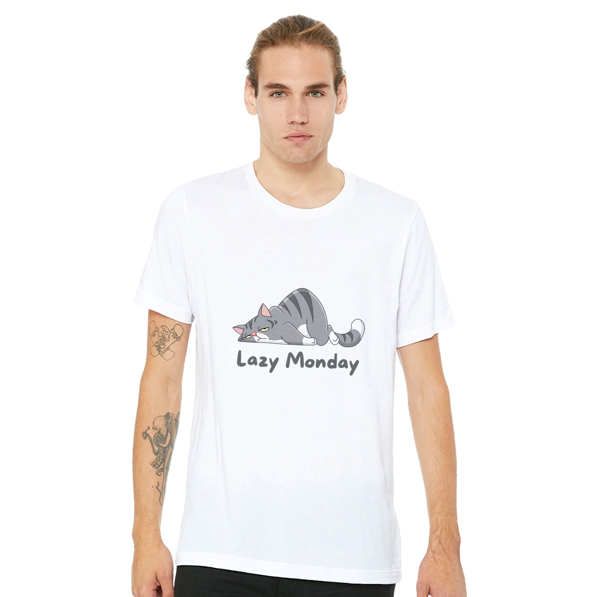 Cat Lazy Monday Premium Unisex Crewneck T-shirt - FLDrip