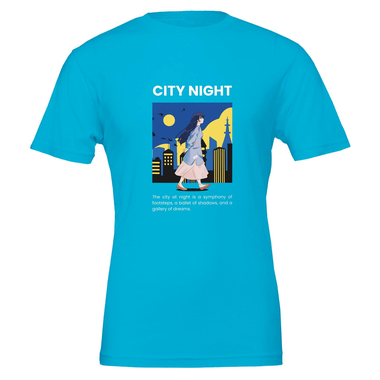 City Night Anime Premium Unisex Crewneck T-shirt - FLDrip