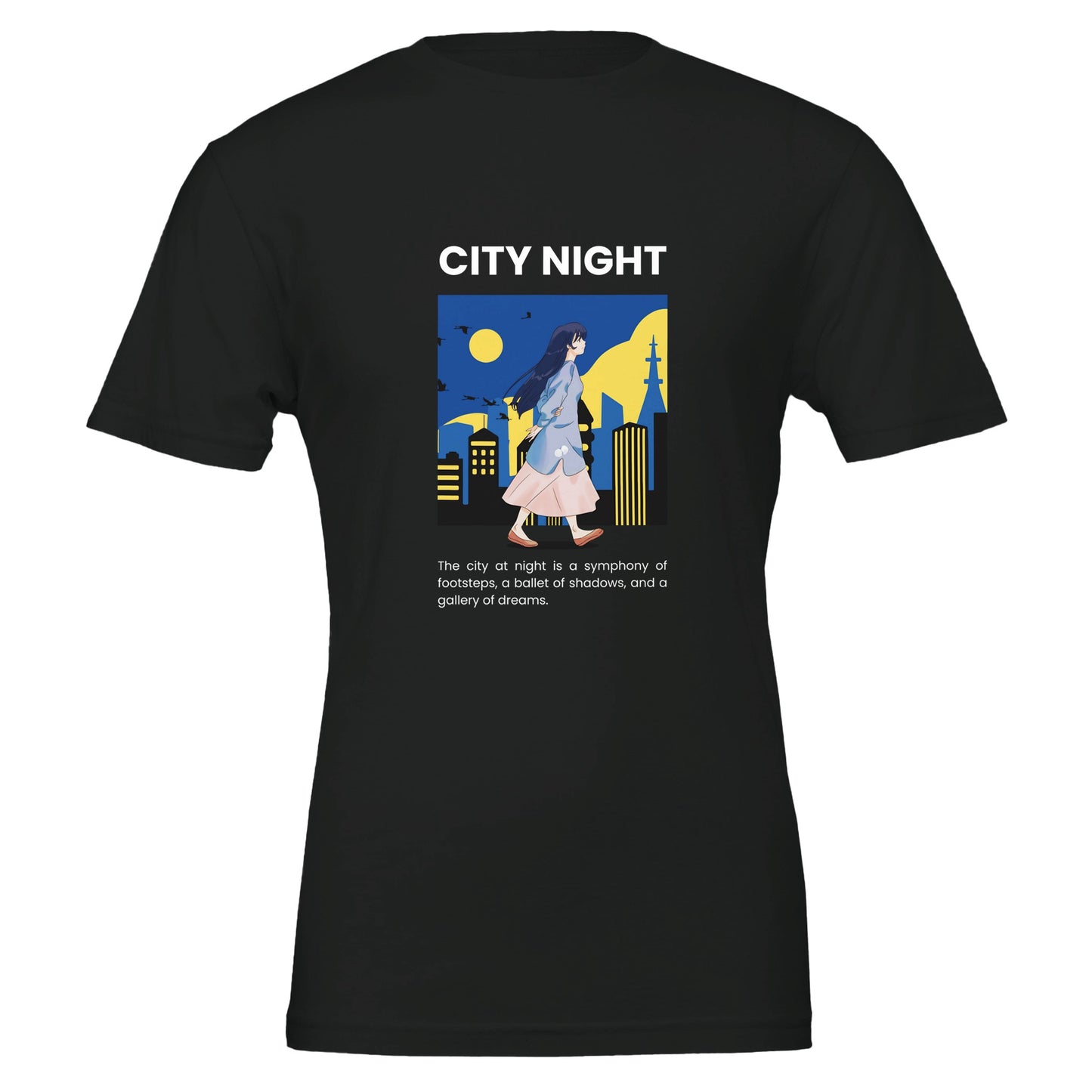 City Night Anime Premium Unisex Crewneck T-shirt - FLDrip